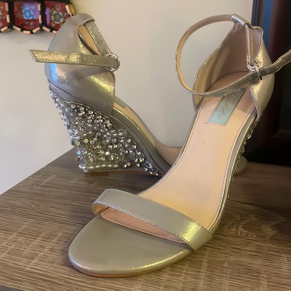 Betsy Johnson embellished wedge dress sandal